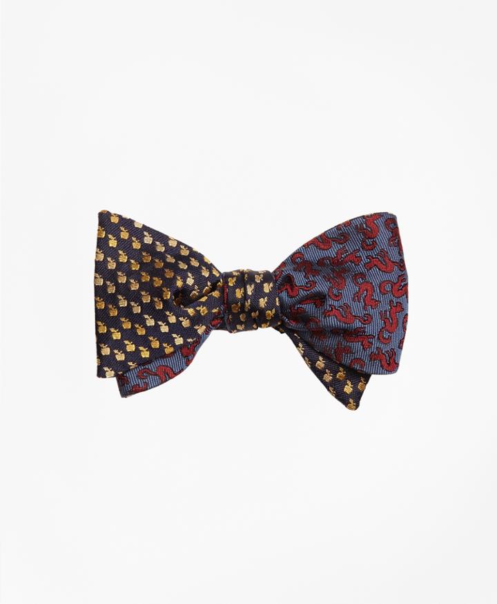 Brooks Brothers Men's Apple And Squirrel Motif Reversible Bow Tie