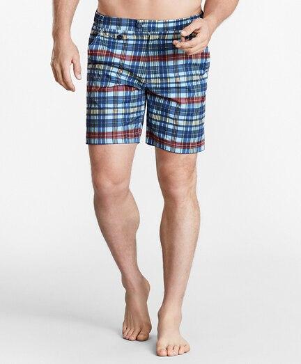 Brooks Brothers Newport 7 Plaid Swim Trunks