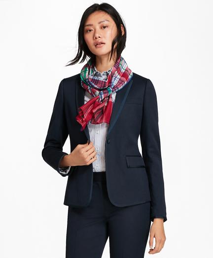 Brooks Brothers Grosgrain-trimmed Linen-cotton Blazer