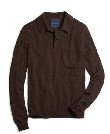 Brooks Brothers Brown Cashmere Knit Polo