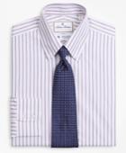 Brooks Brothers Men's Luxury Collection Regular Fit Classic-fit Dress Shirt, Button-down Collar Stripe