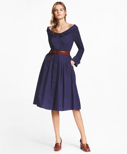 Brooks Brothers Patchwork Jacquard Portrait-collar Shirtdress