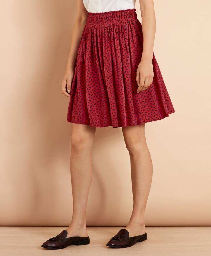 Brooks Brothers Women's Floral-print Dobby Pleated Skirt