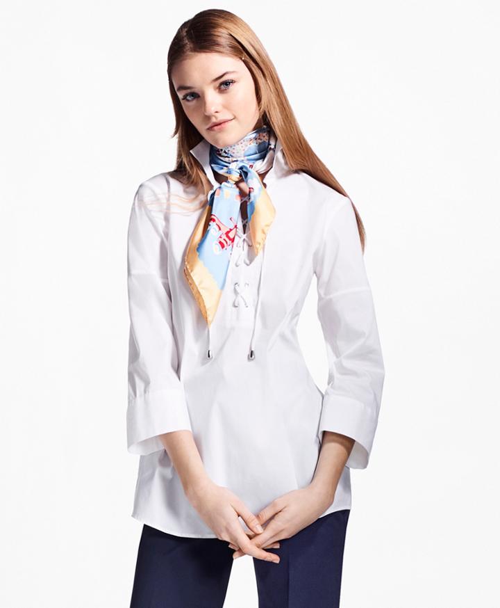Brooks Brothers Women's Lace-up Stretch-cotton Tunic