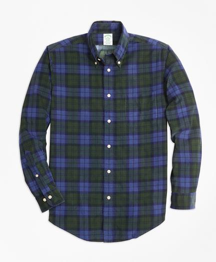 Brooks Brothers Milano Fit Black Watch Tartan Pinwale Corduroy Sport Shirt
