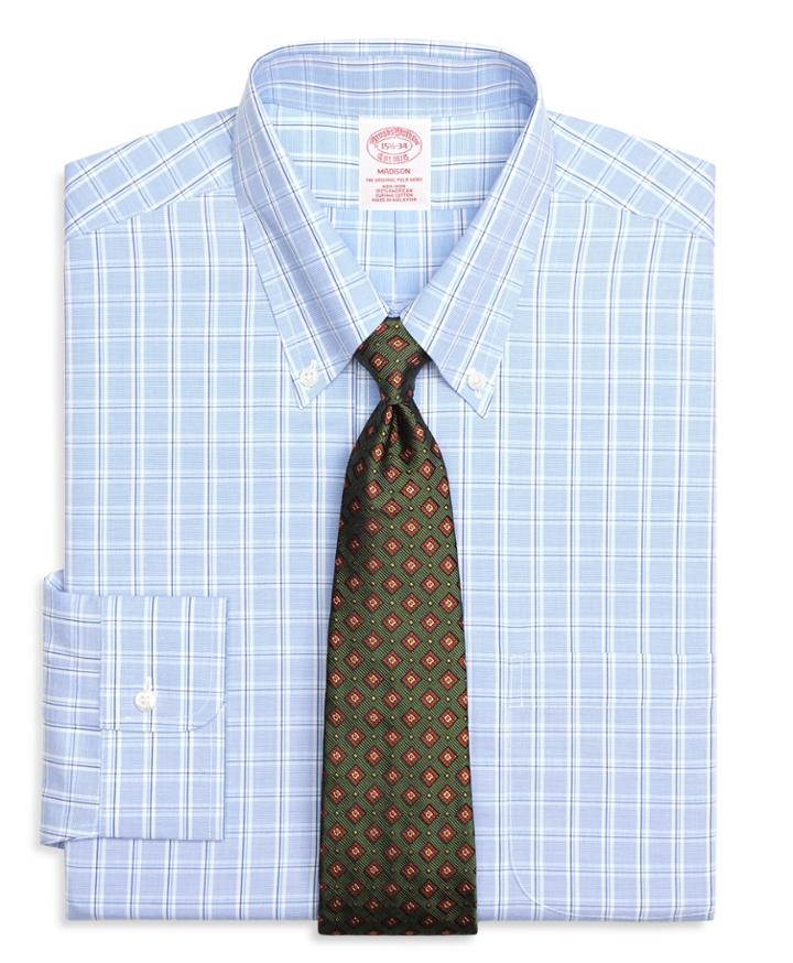 Brooks Brothers Men's Regular Fit Classic-fit Dress Shirt, Non-iron Alternating Twin Check