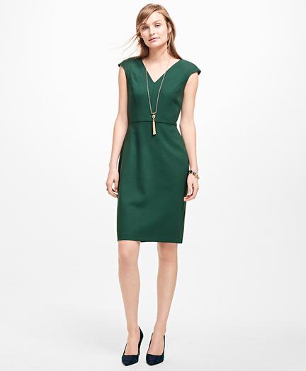 Brooks Brothers Stretch-wool V-neck Dress