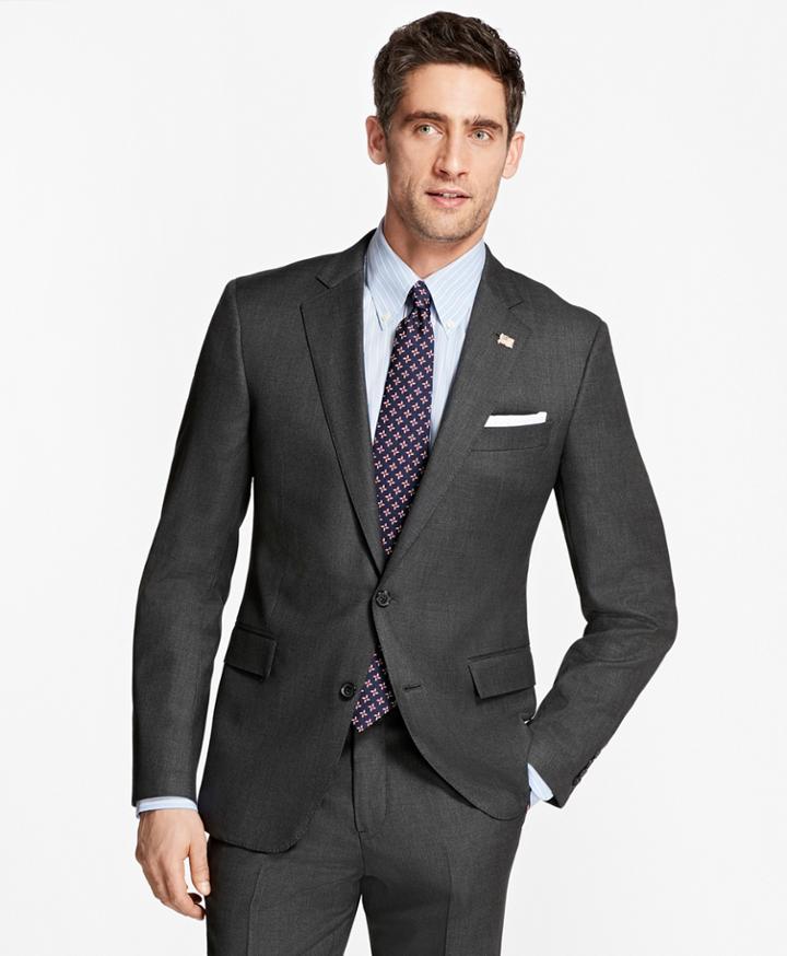 Brooks Brothers Men's Regent Fit Saxxon Wool Neat 1818 Suit