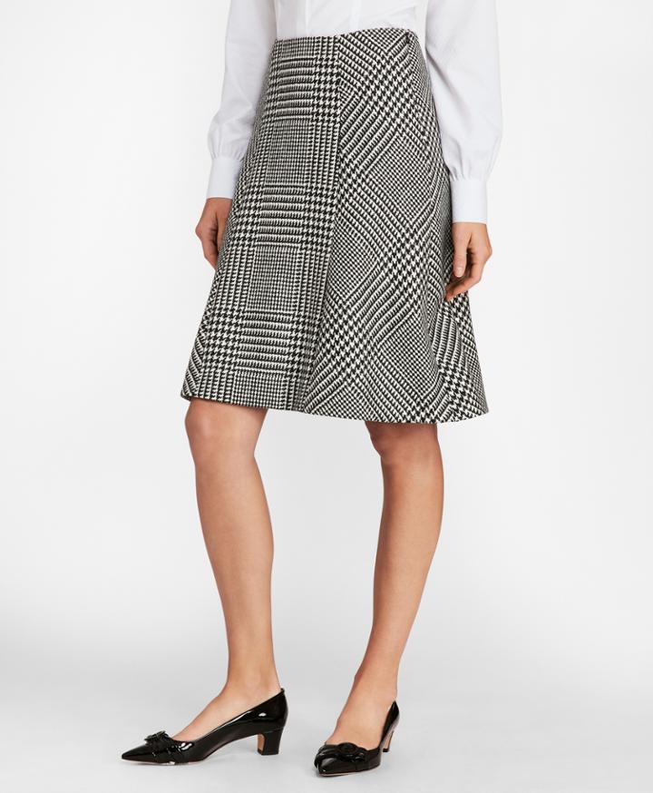 Brooks Brothers Women's Glen Plaid Wool Twill A-line Skirt