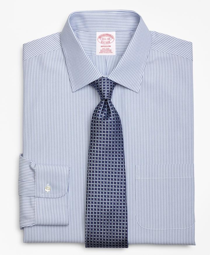 Brooks Brothers Men's Regular Fit Classic-fit Dress Shirt, Non-iron Tonal Framed Stripe