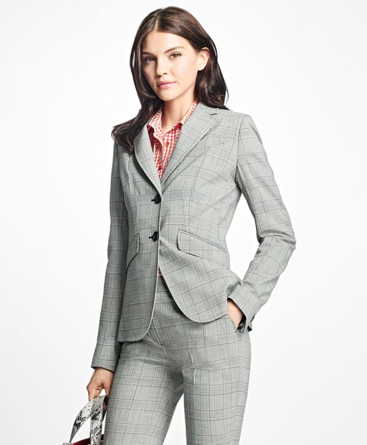 Brooks Brothers Women's Stretch-wool Glen Plaid Blazer
