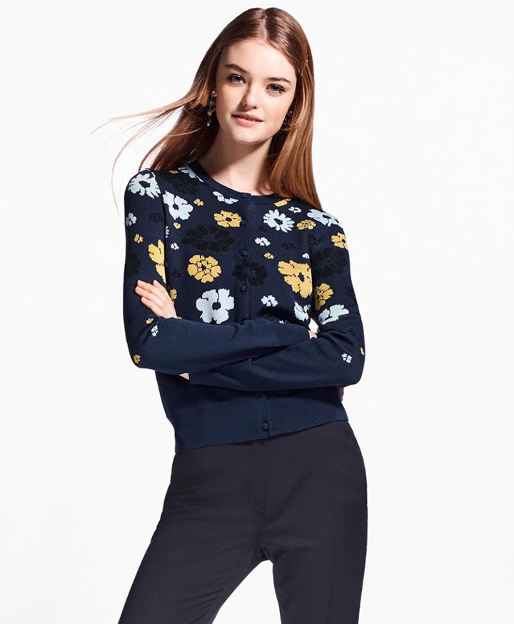 Brooks Brothers Women's Floral Jacquard Cardigan