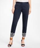 Brooks Brothers Women's Embroidered Stretch-cotton Sateen Pants