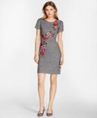 Brooks Brothers Women's Floral-embroidered Herringbone Dress