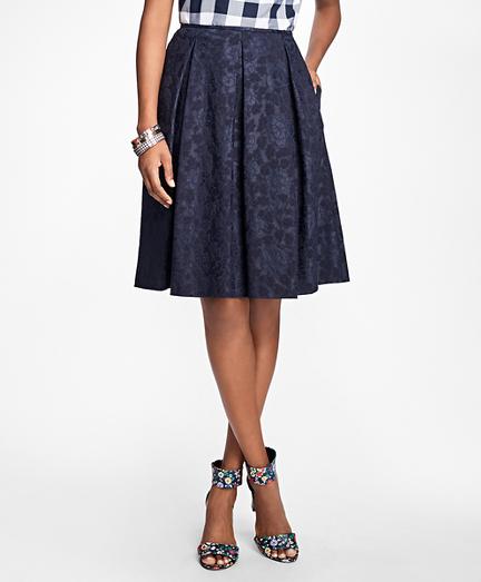 Brooks Brothers Floral Jacquard Pleated Skirt