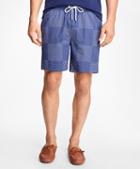 Brooks Brothers Montauk 6 Patchwork Print Swim Trunks