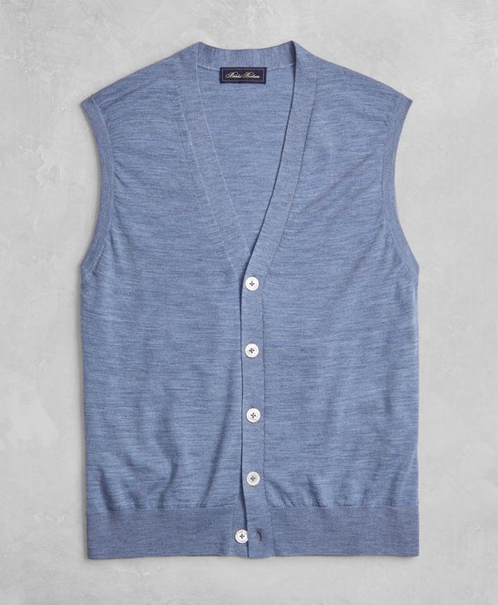 Brooks Brothers Men's Golden Fleece 3-d Knit Fine-gauge Merino Button-front Vest