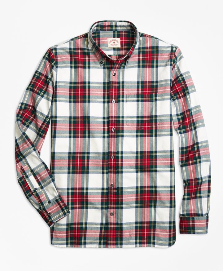 Brooks Brothers Men's Royal Tartan Brushed-cotton Flannel Sport Shirt