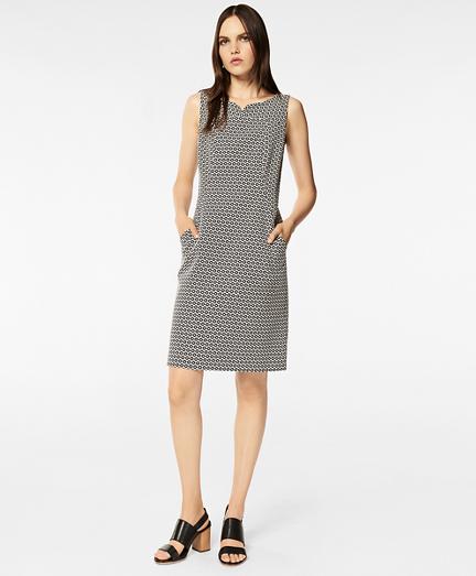 Brooks Brothers Petite Floral Stretch Cotton Jacquard Shift Dress