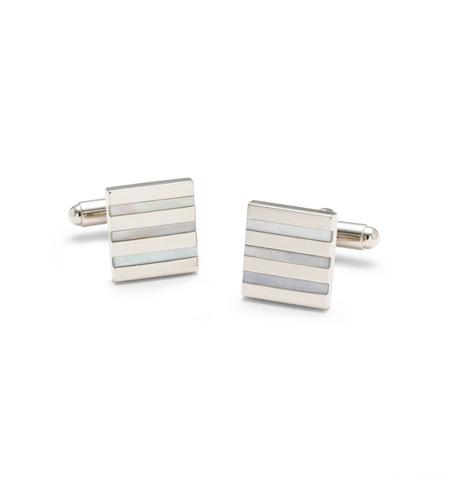 Brooks Brothers Square Mother-of-pearl Stripe Cuff Links
