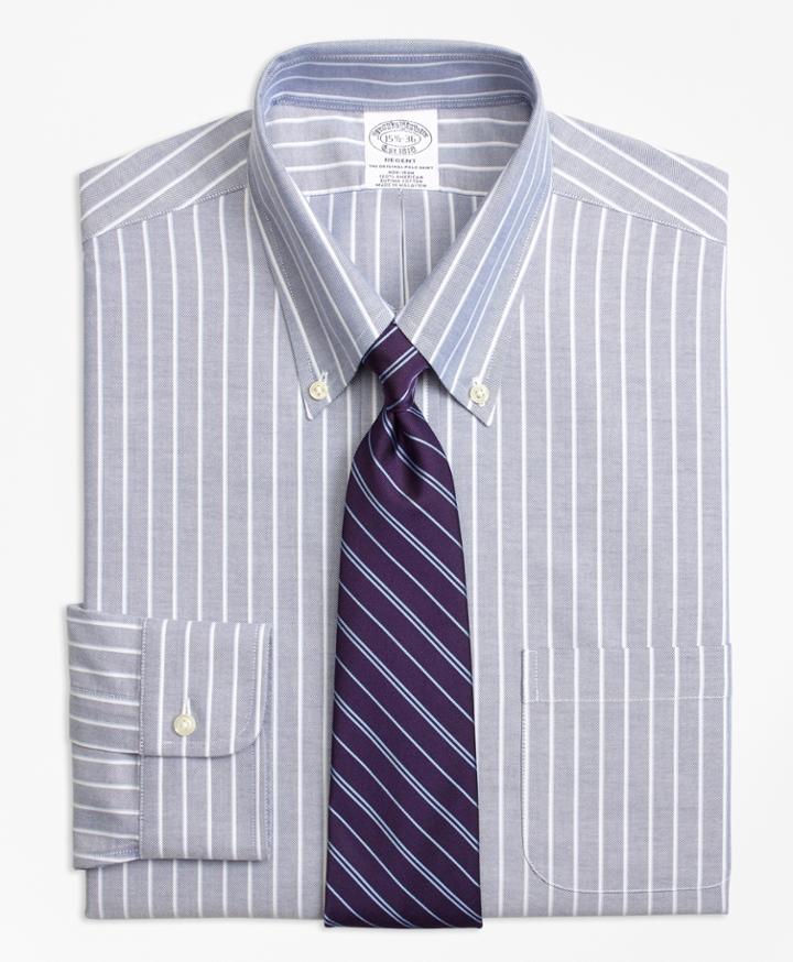 Brooks Brothers Men's Non-iron Slim Fit Brookscool Ground Shadow Stripe Dress Shirt