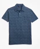 Brooks Brothers Men's Slim Fit Micro-floral Indigo Print Polo Shirt