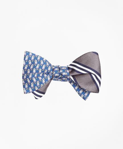 Brooks Brothers Koala Print With Bb#1 Stripe Reversible Bow Tie