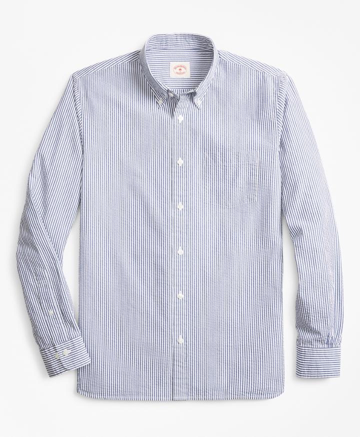 Brooks Brothers Men's Striped Seersucker Cotton Sport Shirt