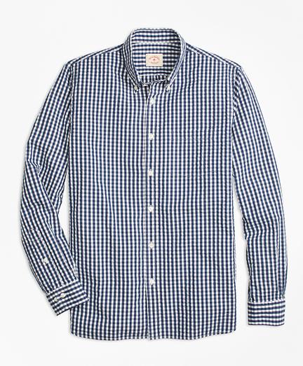 Brooks Brothers Check Cotton Seersucker Sport Shirt