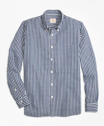 Brooks Brothers Check Cotton Seersucker Sport Shirt