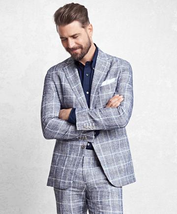 Brooks Brothers Golden Fleece Navy Glen Plaid Suit