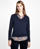 Brooks Brothers Women's Saxxon Wool V-neck Sweater