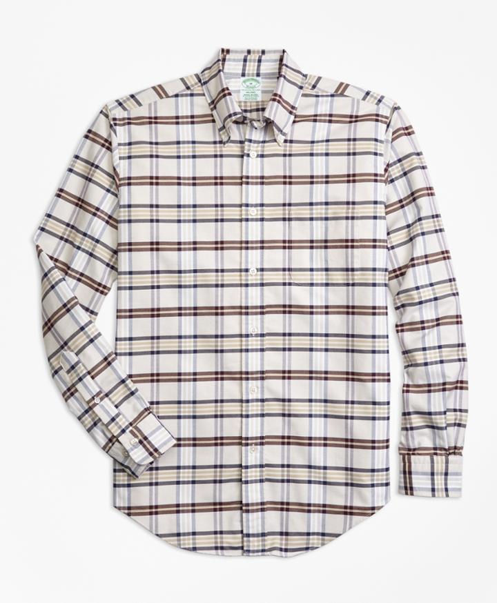 Brooks Brothers Men's Milano Fit Oxford Tartan Sport Shirt