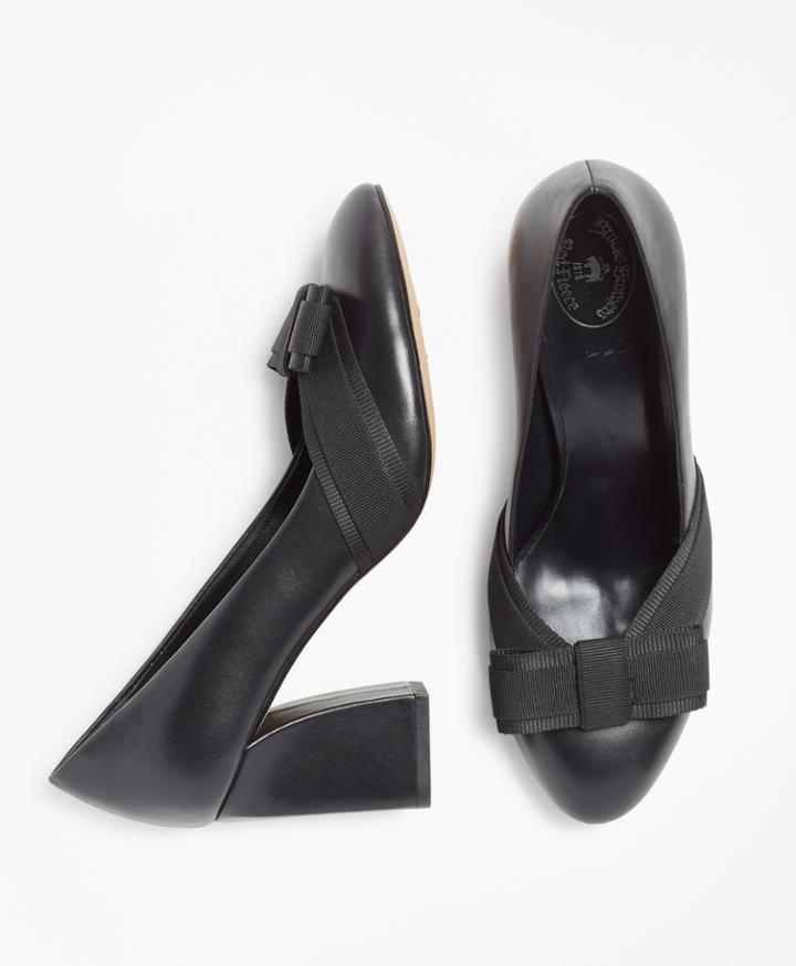 Brooks Brothers Women's Grosgrain-trim Leather Pumps
