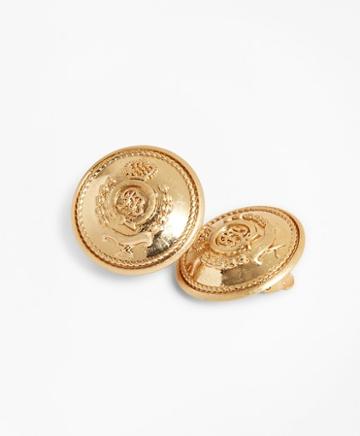 Brooks Brothers Gold-plated Crest Clip Earrings
