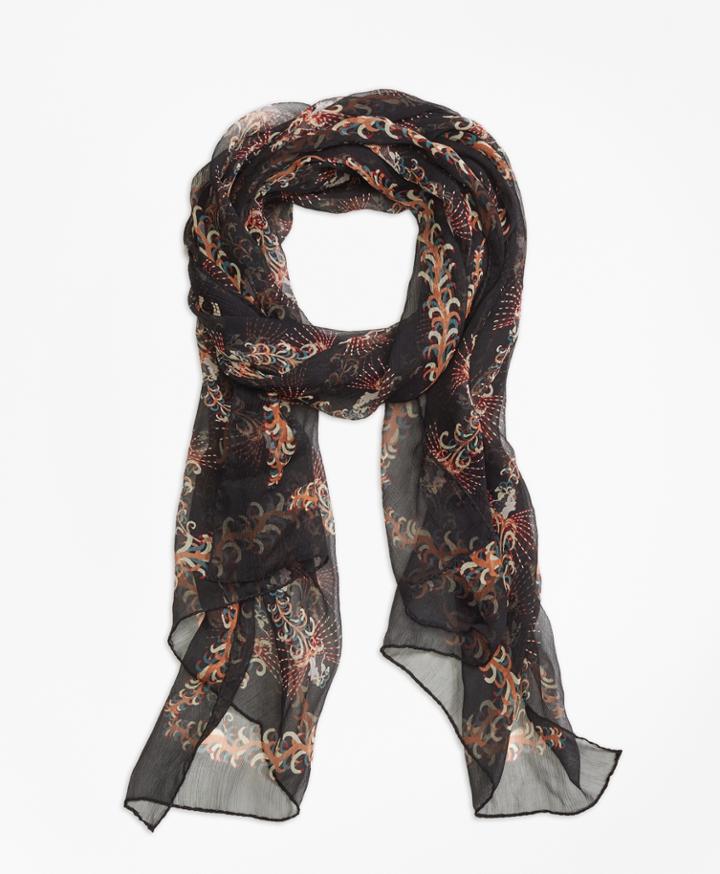 Brooks Brothers Women's Flower Silk Crinkle Chiffon Scarf