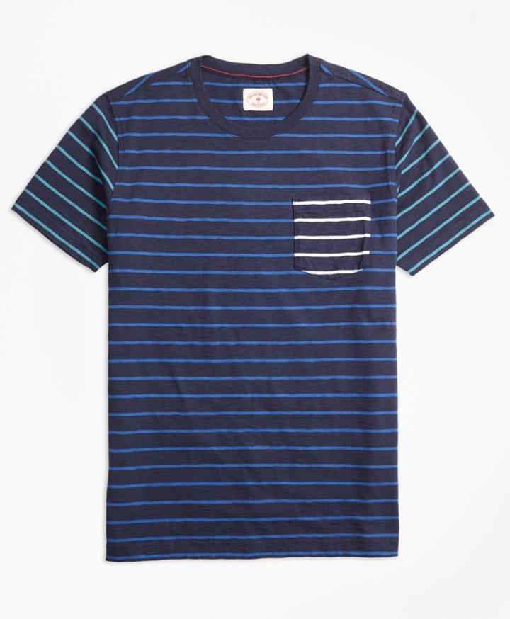 Brooks Brothers Men's Stripe Slub Cotton Fun T-shirt