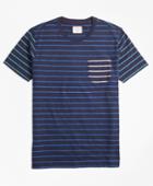 Brooks Brothers Men's Stripe Slub Cotton Fun T-shirt
