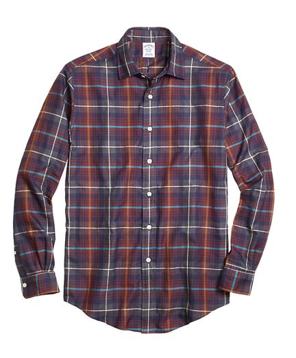 Brooks Brothers Regent Fit Brown Heathered Plaid Sport Shirt