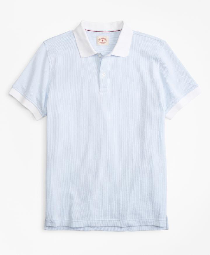 Brooks Brothers Men's Striped Textured Cotton Jacquard Polo Shirt