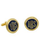 Brooks Brothers Men's Gold And Blue Hand Painted Enamel Cuff Links
