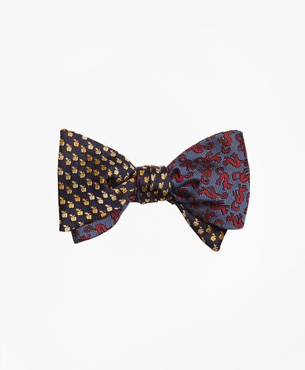 Brooks Brothers Apple And Squirrel Motif Reversible Bow Tie