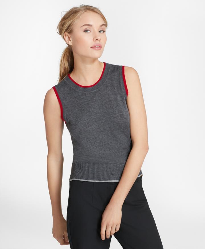 Brooks Brothers Women's Tipped Merino Wool Shell