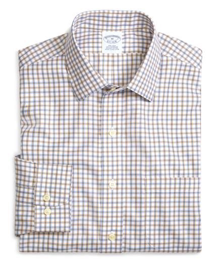 Brooks Brothers Supima Cotton Non-iron Slim Fit Blue With Tan Twill Sport Shirt