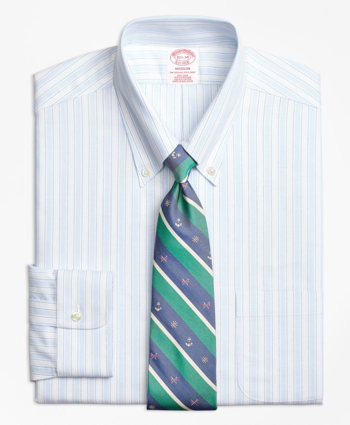 Brooks Brothers Men's Non-iron Regular Fit Brookscool Music Stripe Dress Shirt