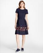 Brooks Brothers Women's Floral-embroidered Stretch Wool Dress