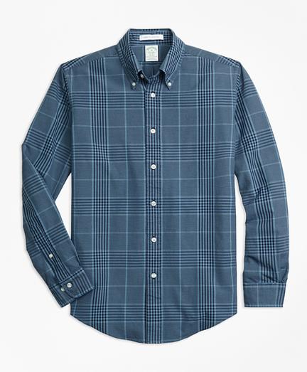 Brooks Brothers Milano Fit Indigo Glen Plaid Sport Shirt