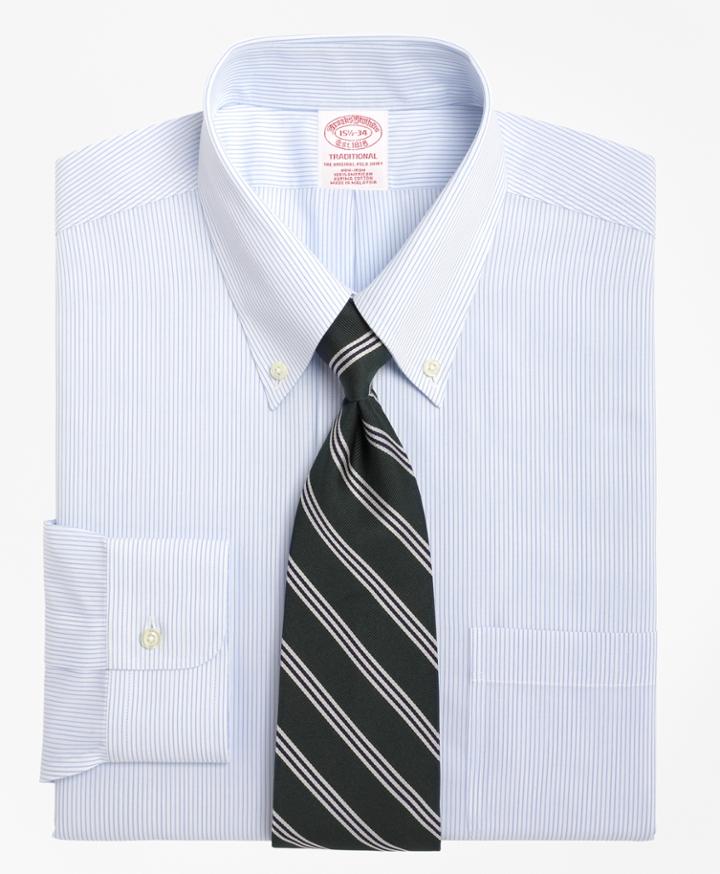 Brooks Brothers Men's Relaxed Fit Relaxed-fit Dress Shirt, Non-iron Mini Pinstripe