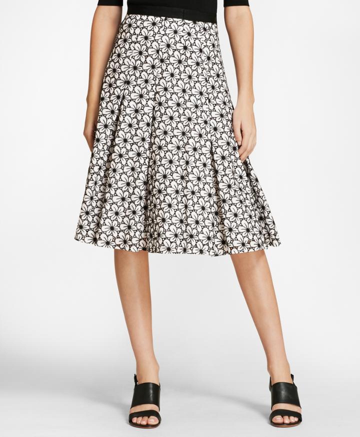 Brooks Brothers Women's Floral Eyelet Cotton Godet Skirt