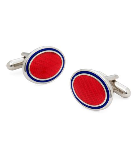 Brooks Brothers Sterling And Vitreous Enamel Oval Cuff Links